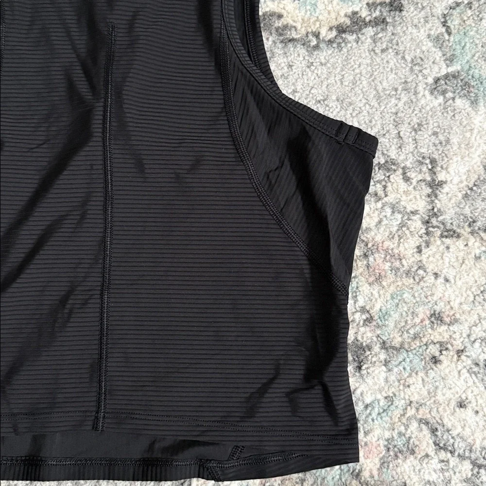 Lululemon Rib Zip-Front Cropped Run Tank Top in Black